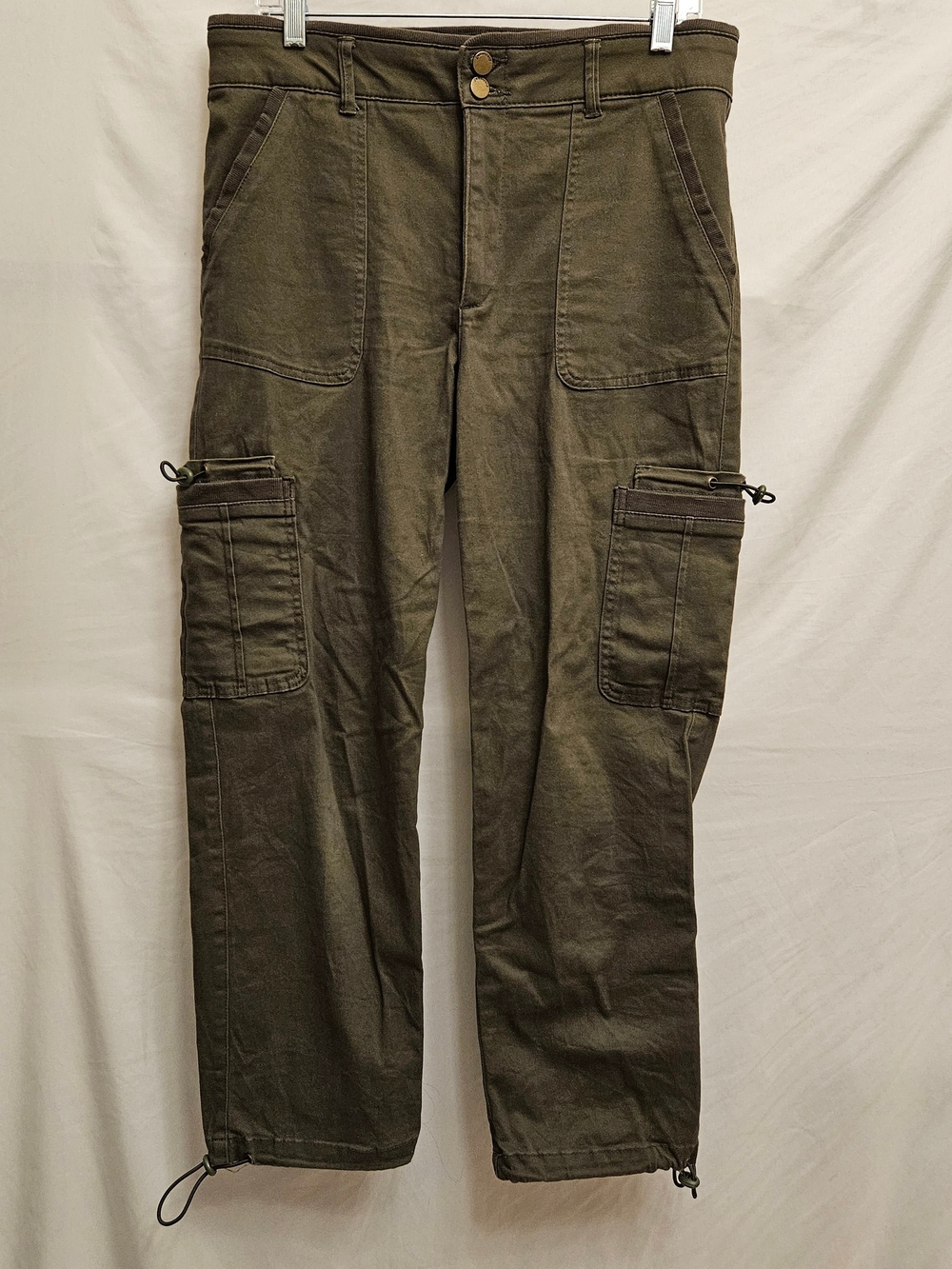 Democracy Capri Cargo Women 10 Olive Green Utility Cargo Pants Granola Workwear